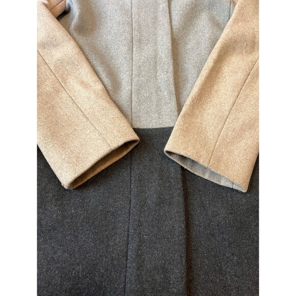 J Crew Wool Blend Colorblock Funnel Neck Coat Women's size 4 Gray & Tan Wool - Picture 3 of 11